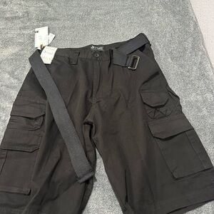 Black Cargo Shorts with Belt